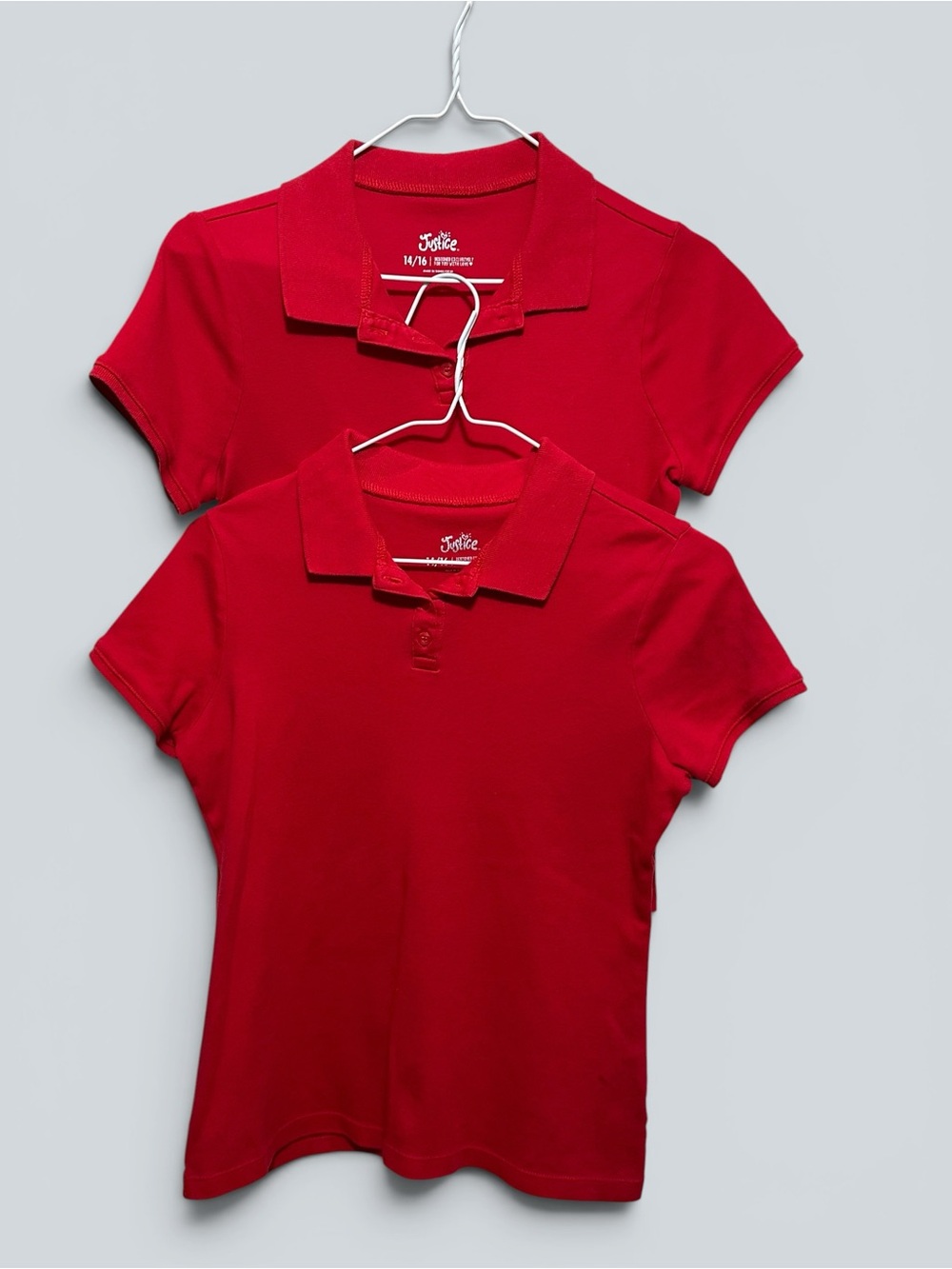 Justice Girls Red Short Sleeve Polo Tops (2-Pack)